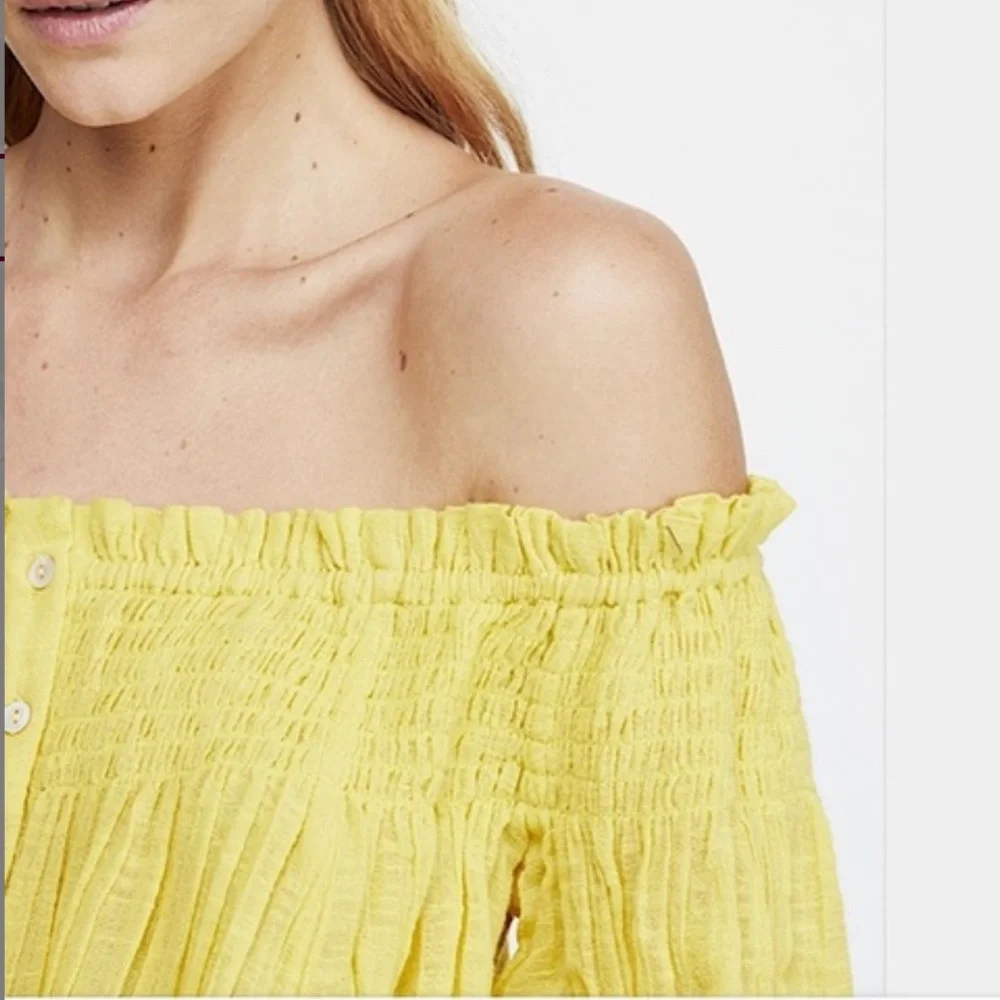 Free People Dancing til Dawn off the shoulder top in citrus honey.NWT. Retail 78